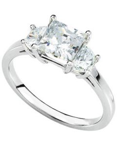 Created Moissanite 3-Stone Engagement Ring 14K White Gold 3/4 Ct Tw Eng Created Moissanite 3-Stone Engagment Ring
