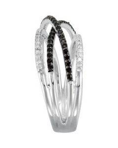 Genuine Black Spinel & Diamond Ring Sterling Silver  1/4 Ct Tw Genuine Black Spinel & Diamond Ring