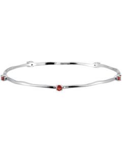 Genuine Mozambique Garnet Bangle Bracelet Ster_Rho Plated N\A 08.00 Inch 3.5Mm Genuine Mozaqmbique Garnet Bangle Bracelet
