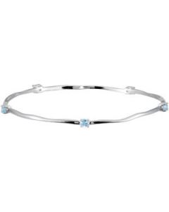 Sterling Silver /Rhodium Plated Genuine Sky Blue Topaz Bangle Bracelet Sterling Silver  08.00 Inch 3.5Mm Genuine Sky Blue Topaz Bangle Bracelet