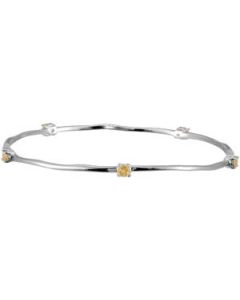 Genuine Citrine Bangle Bracelet Ster_Rho Plated N\A 08.00 Inch 3.5Mm Genuine Citrine Bangle Bracelet