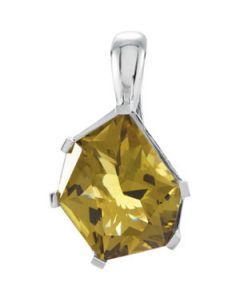 Genuine Olive Quartz Pendant Enhancer Sterling Silver  20.00X16.00Mm Genuine Olive Quartz Pendant Enhancer