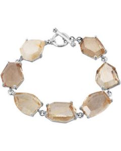 Genuine Rutilated Quartz Bracelet Sterling Silver  07.50 Inch Genuine Rutilated Quartz Bracelet