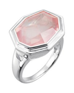 Genuine Rose Quartz Ring Sterling Silver  Size 08.00/17.00X13.00 Mm Genuine Rose Quartz Ring