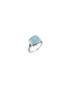 Sterling Silver 12x10mm Genuine Milky Aquamarine Ring