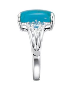 Genuine Chinese Turquoise And Swiss Blue Topaz Ring Sterling Silver  14.00X10.00Mm Genuine Chinese Turquoise And Swiss Blue Topaz Ring