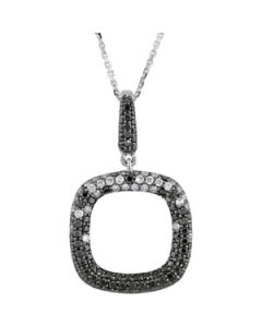 Black And White Diamond Necklace With Black Rhodium Plating 14K White Gold 1 Ct Tw 18 Black & White Diamond Necklace W/Black Rhodium Plating