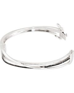 Genuine Spinel & Diamond Bangle Bracelet Sterling Silver  1/3 Ct Tw Genuine Spinel & Diamond Bangle Brc
