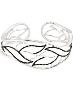 Genuine Spinel & Diamond Hinged Cuff Bracelet Sterling Silver  1/6 Ct Tw Genuine Spinel & Diamond Hinged Cuff Brc