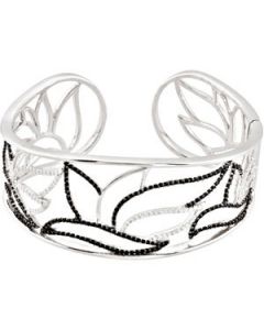 Genuine Spinel & Diamond Hinged Cuff Bracelet Sterling Silver  5/8 Ct Tw Gen Spinel & Diamond Hinged Cuff Brc