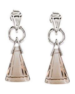 Genuine Smoky Quartz Earring Sterling Silver  Pair 16X12 Mm Genuine Smoky Quartz Earring
