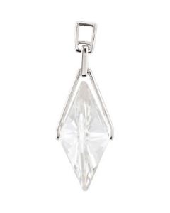 Genuine White Quartz Pendant Sterling Silver  28.00X28.00 Mm Genuine White Quartz Ring