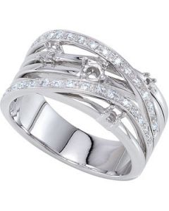 Diamond Semi-Mount Ring Sterling Silver  Size 07.00 / 1/8 Ct Tw Diamond Semi-Mount Ring