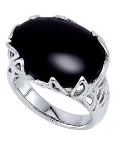 Genuine Onyx Ring Sterling Silver  Size 07.00 / 20.00X15.00 Mm Genuine Onyx Ring