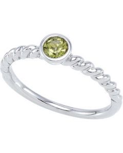 Genuine Peridot Stackable Ring Sterling Silver  Size 07.00/04.00 Mm Genuine Peridot Stackable Ring