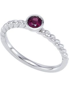 Genuine Brazilian Garnet Stackable Ring Sterling Silver  Size 07.00/04.00 Mm Genuine Brazilian Garnet Stackable Ring