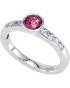 Genuine Pink Tourmaline And Aquamarine Stackable Ring Sterling Silver  07.00/5.00 Mm Genuine Pink Tourmaline And Aquamarine Stackable Ring
