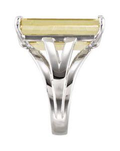 Genuine Lime Quartz Ring Sterling Silver  Size 07.00 / 20.00X14.00 Mm Genuine Lime Quartz Ring