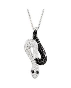 Genuine Black Spinel & Diamond Necklace Sterling Silver  1/6 Ct Tw / 18 Gen Black Spinel & Dia Necklace