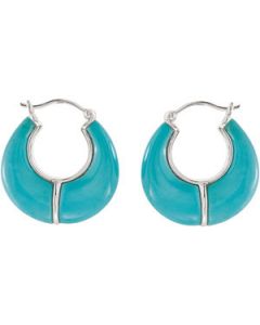 Genuine Chinese Turquoise Earrings Sterling Silver  Pair 20.00 Mm Genuine Chinese Turquoise Earrings