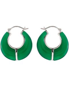 Genuine Dyed Green Agate Earrings Sterling Silver  Pair 20.00 Mm Genuine Dyed Green Agate Earrings