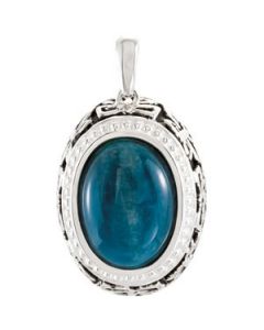 Genuine Opaque Apatite Pendant Sterling Silver  15.00X11.00 Mm Genuine Opaque Apatite Pendant