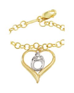 Heart Shaped Mother And Child Bracelet 10K Yellow Gold 07.50 Inch Heart Shaped Mother And Child Bracelet