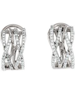 Diamond Earrings 14K White Gold Pair 3/4 Ct Tw Diamond Earrings