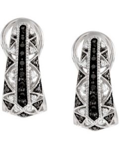 Black & White Diamond Earrings 14K White Gold Pair 1/2 Ct Tw Black & Diamond Earrings