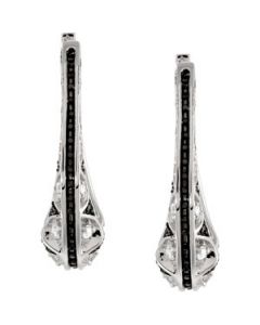 Black And White Diamond Earrings 14K White Gold Pair 1 Ct Tw Black And White Diamond Earrings