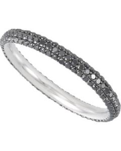 Black Diamond Eternity Band 14K White Gold Size 7.5