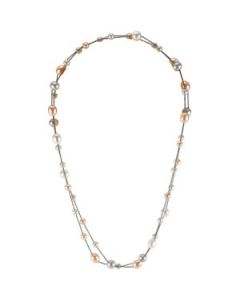 Freshwater Cultured Multi-Colored Pearl Necklace Sterling Silver  06.00-07.00 Mm 09.00-10.00 Mm Freshwater Cultured Multi Color Pearl Necklace