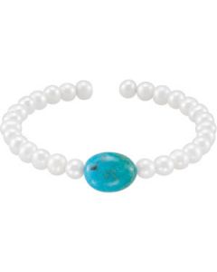 7.5 Inch Cuff Bracelet N\A  Turq/Whi