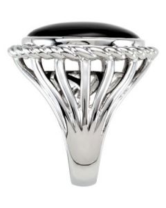 Genuine Onyx Ring Sterling Silver  Size 07.00 / 20.00X15.00 Mm  Genuine Onyx Ring