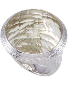 Genuine Checkerboard Lime Quartz Ring Sterling Silver  Size 07.00 / 20.00X20.00 Mm Genuine Checkerboard Lime Quartz Ring