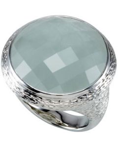 Genuine Checkerboard Milky Aquamarine Ring Sterling Silver  Size 07.00 / 20.00X20.00 Mm Genuine Checkerboard Milky Aquamarine Ring
