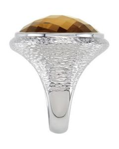 Genuine Checkerboard Honey Quartz Ring Sterling Silver  Size 07.00/ 20.00X20.00 Mm  Genuine Honey Quartz Ring