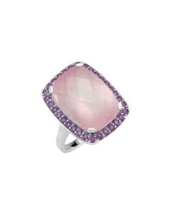 Genuine Rose Quartz & Amethyst Ring