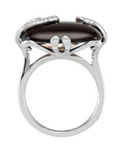 Genuine Smoky Quartz Ring Sterling Silver  Size 07.00 / 20.00X15.00 Mm  Genuine Smoky Quartz Ring