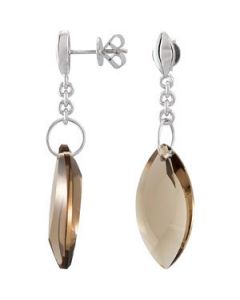 Genuine Smoky Quartz Earrings Sterling Silver  Pair 24.00X12.00 Mm  Genuine Smoky Quartz Earrings