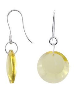 Genuine Lime Quartz Earrings Sterling Silver  Pair 20X20 Mm Genuine Lime Quartz Earrings