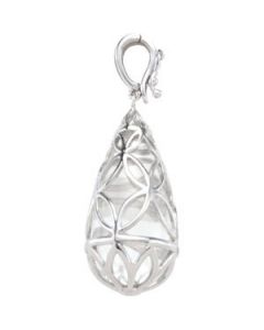 Genuine White Quartz Charm Sterling Silver  25.00X12.00 Mm  Genuine White Quartz Charm