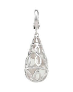 Genuine White Quartz Charm Sterling Silver  20.00X10.00 Mm  Genuine White Quartz Charm