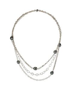 Tahitian Cultured Pearl Necklace Sterling Silver  09.00 Mm/ 17.50 Inches Tahitian Cultured Pearl Necklace
