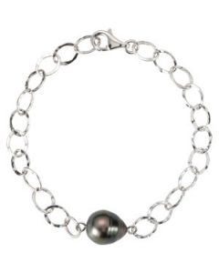Tahitian Cultured Pearl Bracelet Sterling Silver  09.00 Mm/ 07.00 Inches Tahitian Cultured Pearl Bracelet