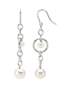 Freshwater Cultured Pearl Earrings Sterling Silver  05.00-05.50 Mm/ 09.00-09.50 Mm Freshwater Cultured Pearl Earrings