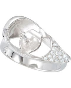 Diamond Semi Set Ring Sterling Silver  1/10 Ct Tw Diamond Semi Set Ring