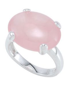 Genuine Milky Rose Quartz Ring Sterling Silver  18X14 Mm