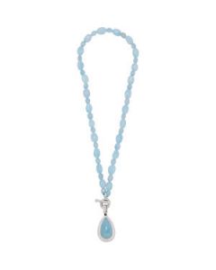 Mi Aqu/Bl Sap Pend On Be Stran Sterling Silver  18 Inch / 23X13Mm