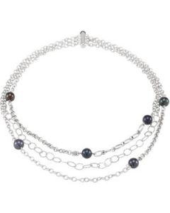 Freshwater Cultured Black Pearl Necklace Sterling Silver  9.0 Mm-9.5 Mm / 18 Inch Freshwater Cultured Black Pearl Necklace